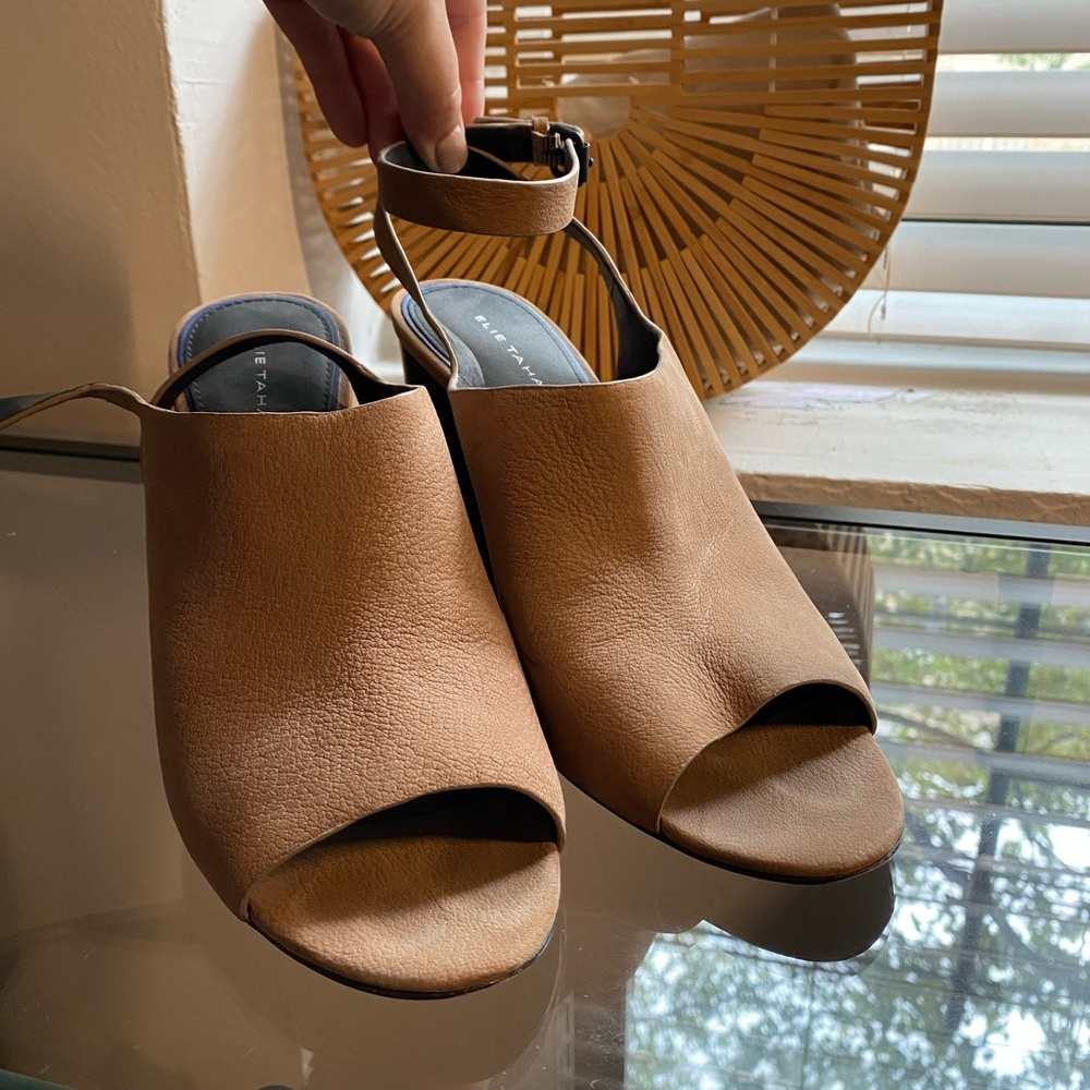ElieTAHARI Nude Mule w/ Ankle Strap
